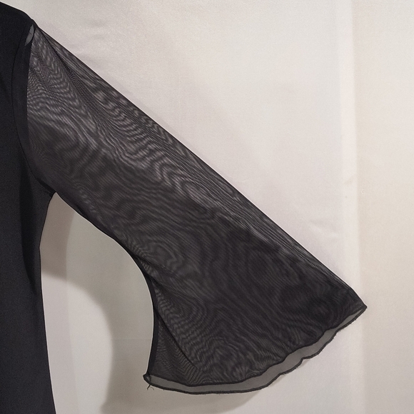 Sweet Tiger Women's Medium Black Long Sleeve Blouse W/Necklace - Picture 8 of 12